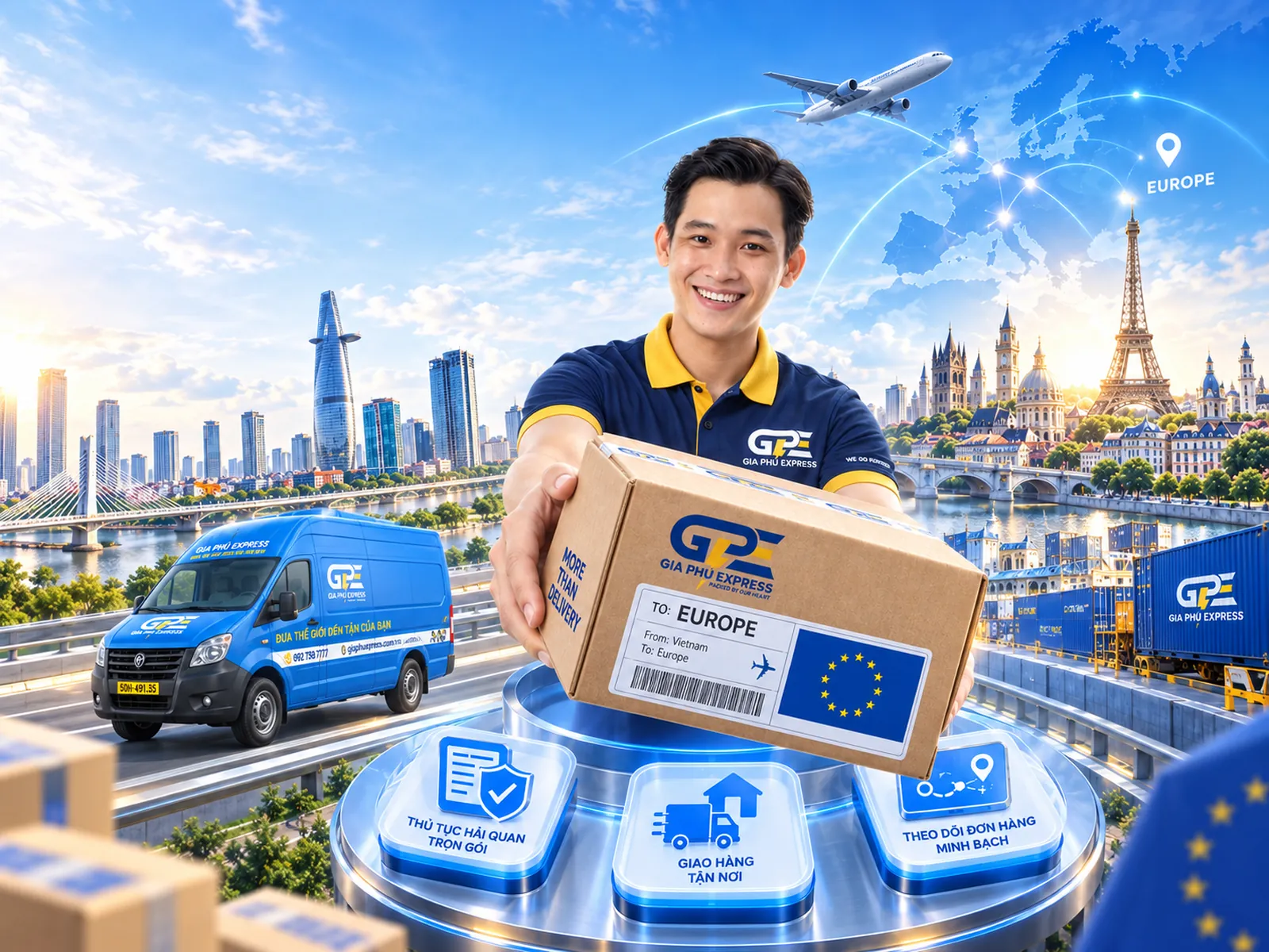 Gia Phú Express vận chuyển kiện hàng từ Việt Nam đến Châu Âu